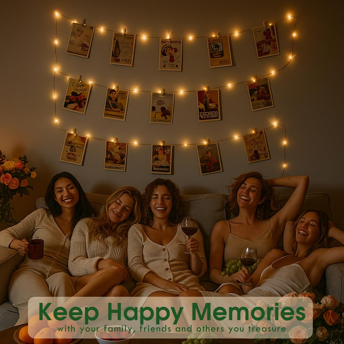 Photo String Lights with Clips for Hanging: 33Ft 100LED & Timer Fairy Light with 50 Clear Clip for Picture Display - Indoor Bedroom Room Dorm Wall Decor - Christmas Party Wedding Romantic Lighting