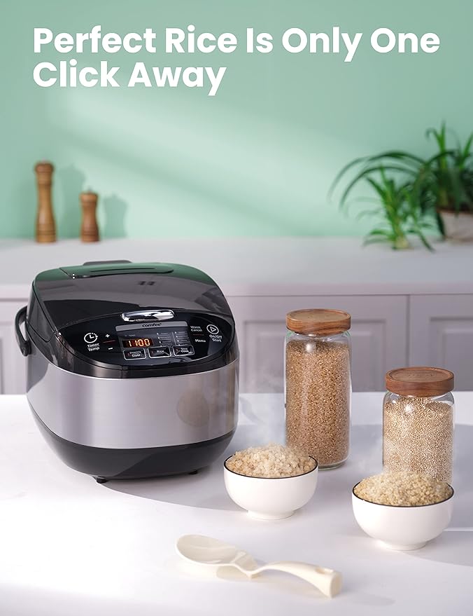 COMFEE' Rice Cooker, Japanese Large Rice Cooker with Fuzzy Logic Technology, 11 Presets, 10 Cup Uncooked/20 Cup Cooked, Auto Keep Warm, 24-Hr Delay Timer