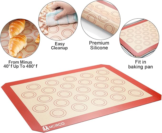 Stainless Steel Baking Sheet Tray Cooling Rack with Silicone Baking Mat Set, Cookie Pan with Cooling Rack, Set of 6 (2 Sheets + 2 Racks + 2 Mats), Size 16 x 12 x 1 Inch, Easy Clean