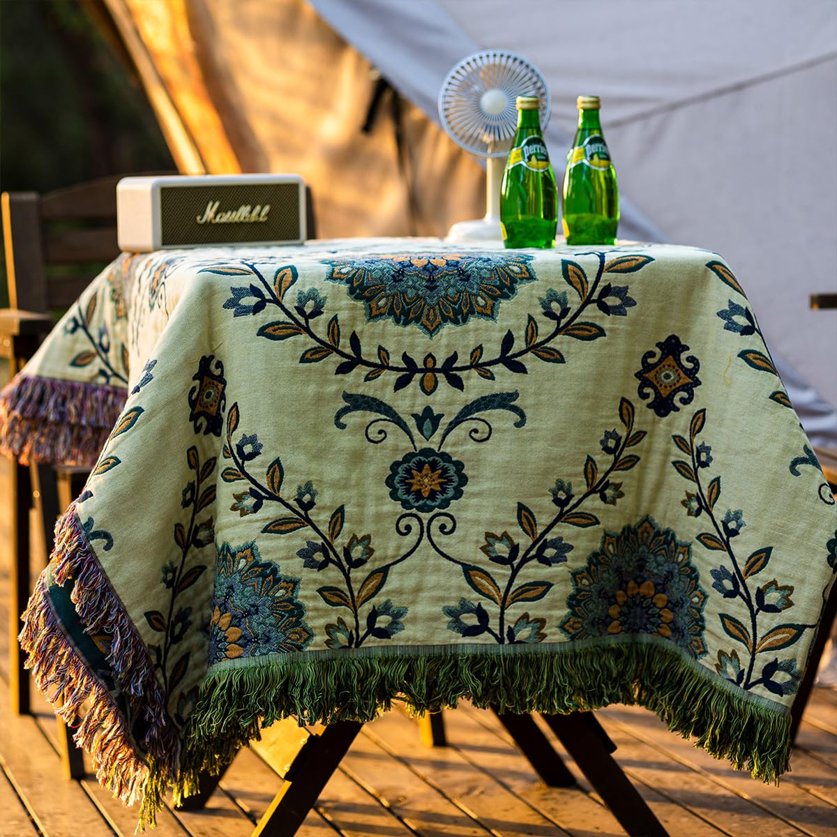 Hopstar Boho Throw Blanket for Bed - 100% Cotton Fall Blanket Floral Printed Farmhouse Decor Large Bed Blankets (Floral A, 60"×80")