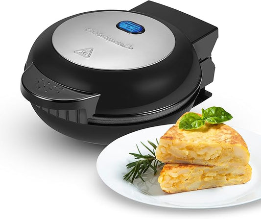 Elite Gourmet EOM123 Non-Stick Omelet, Frittata, Snack Pocket Maker, Dessert Maker, 2 Individual 5.6" Omelets, Stainless Steel