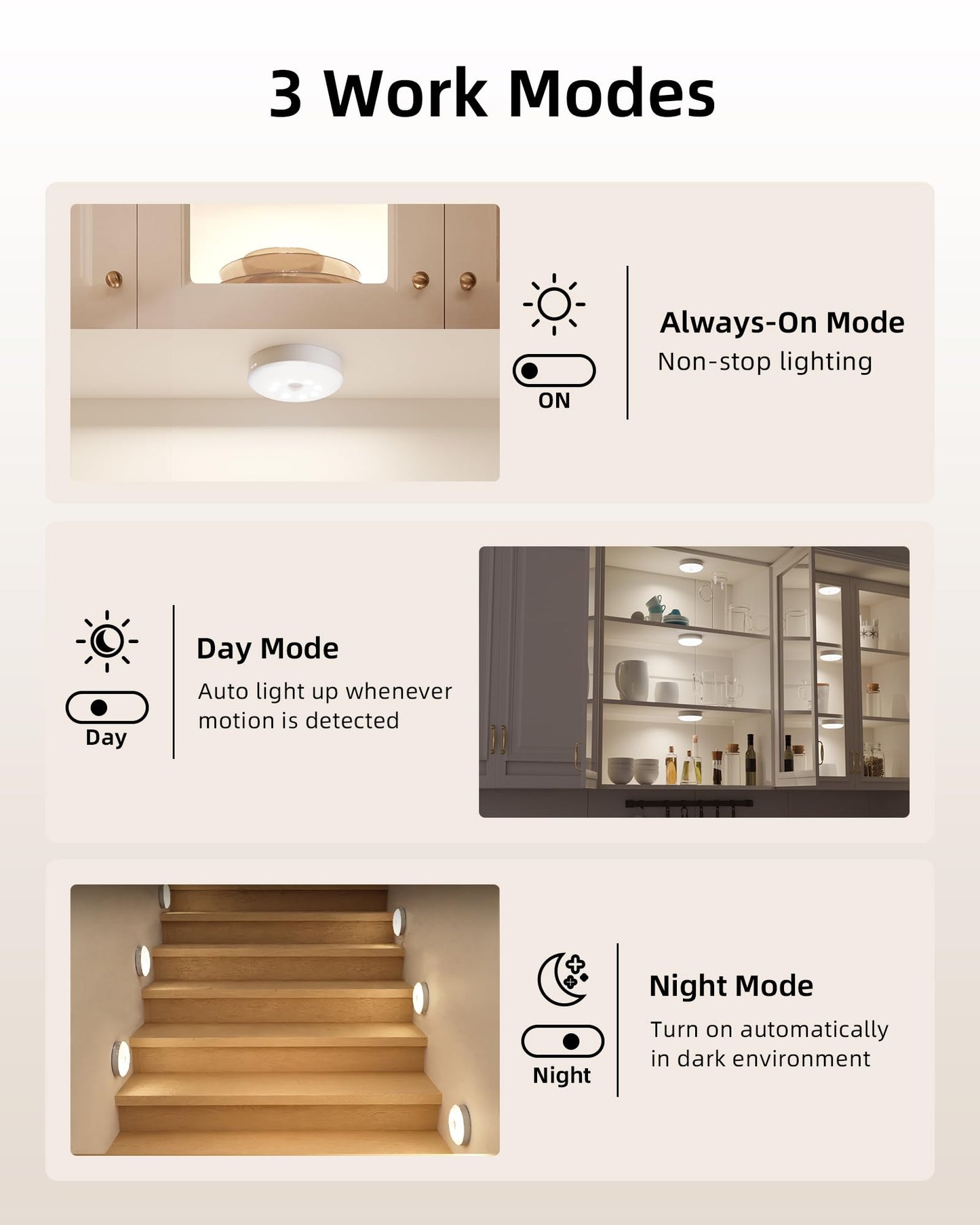 EZVALO 6-Pack Under Cabinet Lighting, Rechargeable Motion Sensor Puck Lights with Remote, 3 Color Temps &12 RGB LED Night Light, Magnetic Stick on Light, Dimmable Under Counter Lights for Kitchen