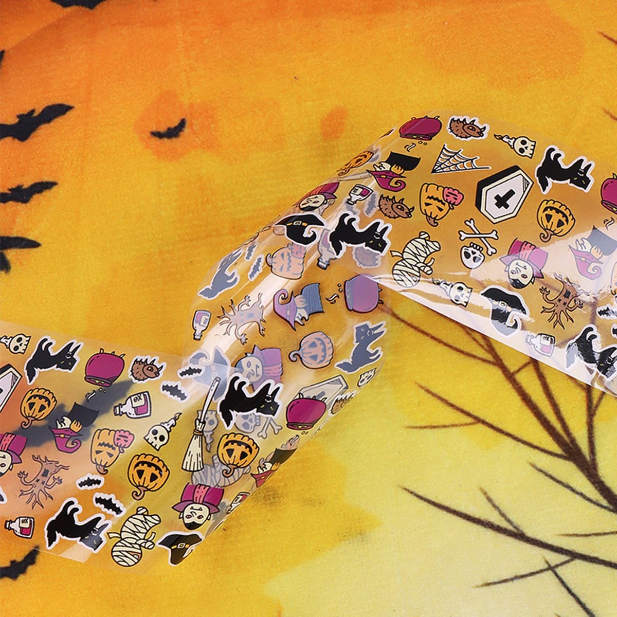 Halloween Nail Art Foils Transfer Stickers Halloween Nail Art Stickers Decals 10Rolls Pumpkin Spider Web Ghost Spider Nail Foils Adhesive Decals Nail Supplies for Women Holiday DIY Manicure Decoration