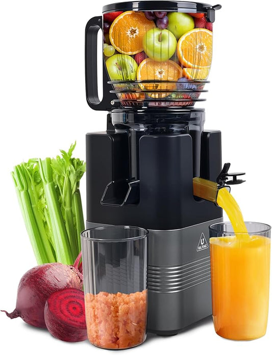 Cold Press Juicer Machines,5.8" Extra Wide Feed Chute juicer machines,350W Slow Cold Press Juicer Machines,Slow Masticating Juicer with High Juice Yield for Whole Vegetables & Fruits, Easy to Clean