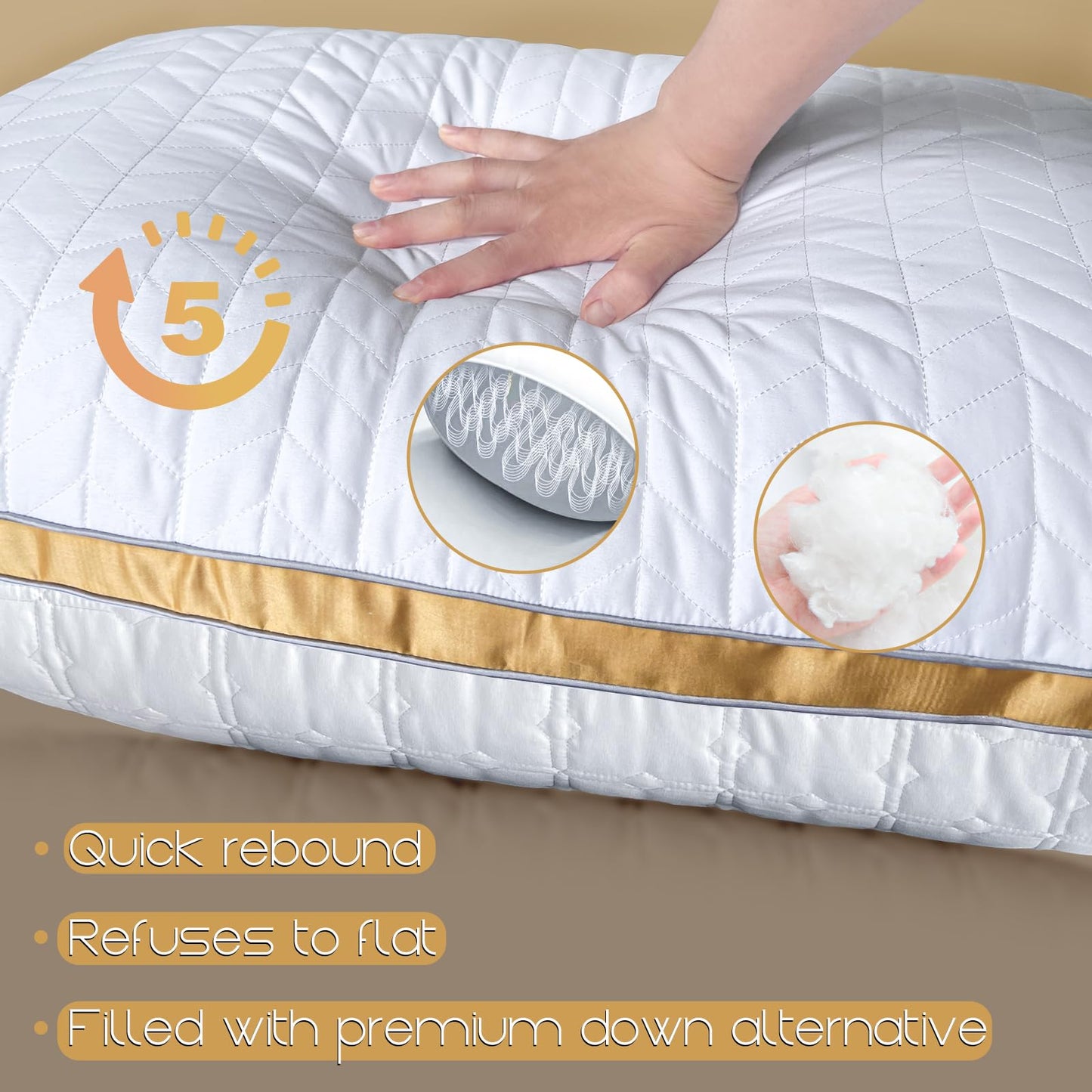 Cooling Queen Size Pillows Set of 2, Hotel Quality Gusseted Bed Pillows for Side, Back, Stomach Sleepers, Ultra Soft Down Alternative Fill, Breathable Supportive Queen Pillow, Machine Washable