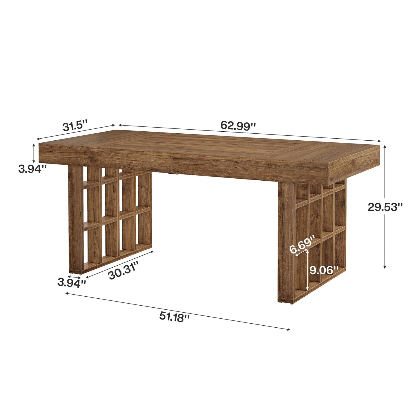 Tribesigns 62.9-Inch Computer Desk, Large Office Executive Desk with Double Pedestal, Simple Wooden Writing Study Table for Home Office