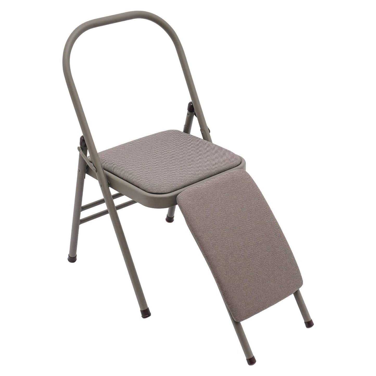 Foldable Yoga Auxiliary Chair with 12.2in Lumbar Support,Multi-Purpose Yoga Furniture – 242.51lbs Load-Bearing, Canvas & Iron Yoga Practice Balance Chair (Grey)