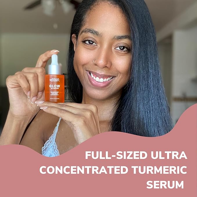 Minimo Skin Essentials Glow on Glow Combo Pack: Glow Turmeric Face Scrub (5 oz) + Glow in a Bottle Ultra-Concentrated Turmeric Serum (1 oz)