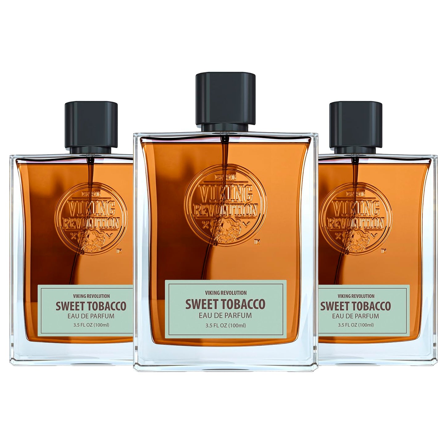 Viking Revolution Sweet Tobacco Perfume, Intense & Lasting Men's Eau de Parfum, A Warm, Rich & Earthy Fragrance with Lasting Notes of Orange, Frankincense, and Tonka Bean - (3 Pack, 3.5 Fl Oz Each)