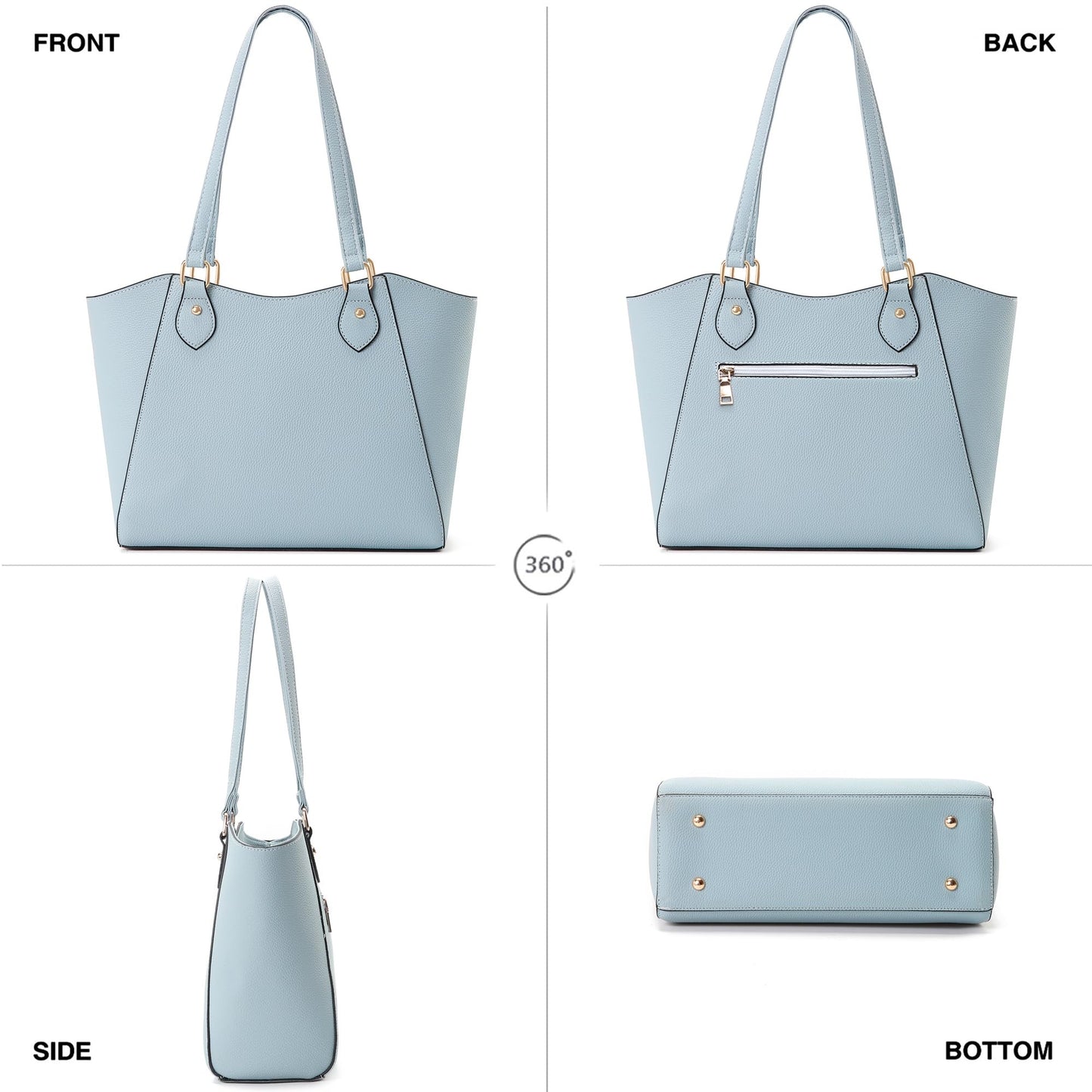 CHICAROUSAL Tote Bag for Women Large Handbags and Purses for Women PU Leather Womens Shoulder Bags (alz Light Blue YB)
