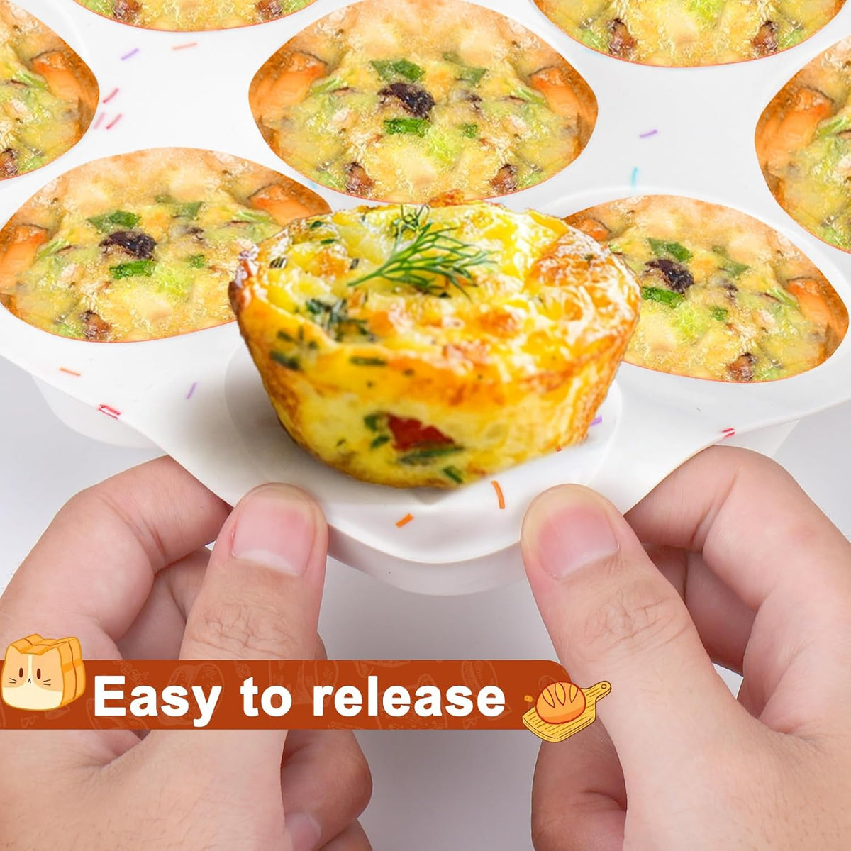 Juome Silicone Egg Bite Molds - 24 Cup Muffin Pans for Baking, Nonstick Cupcake Pan Silicone Mold for Making Tarts, Meatloaf and Mini Cheesecakes
