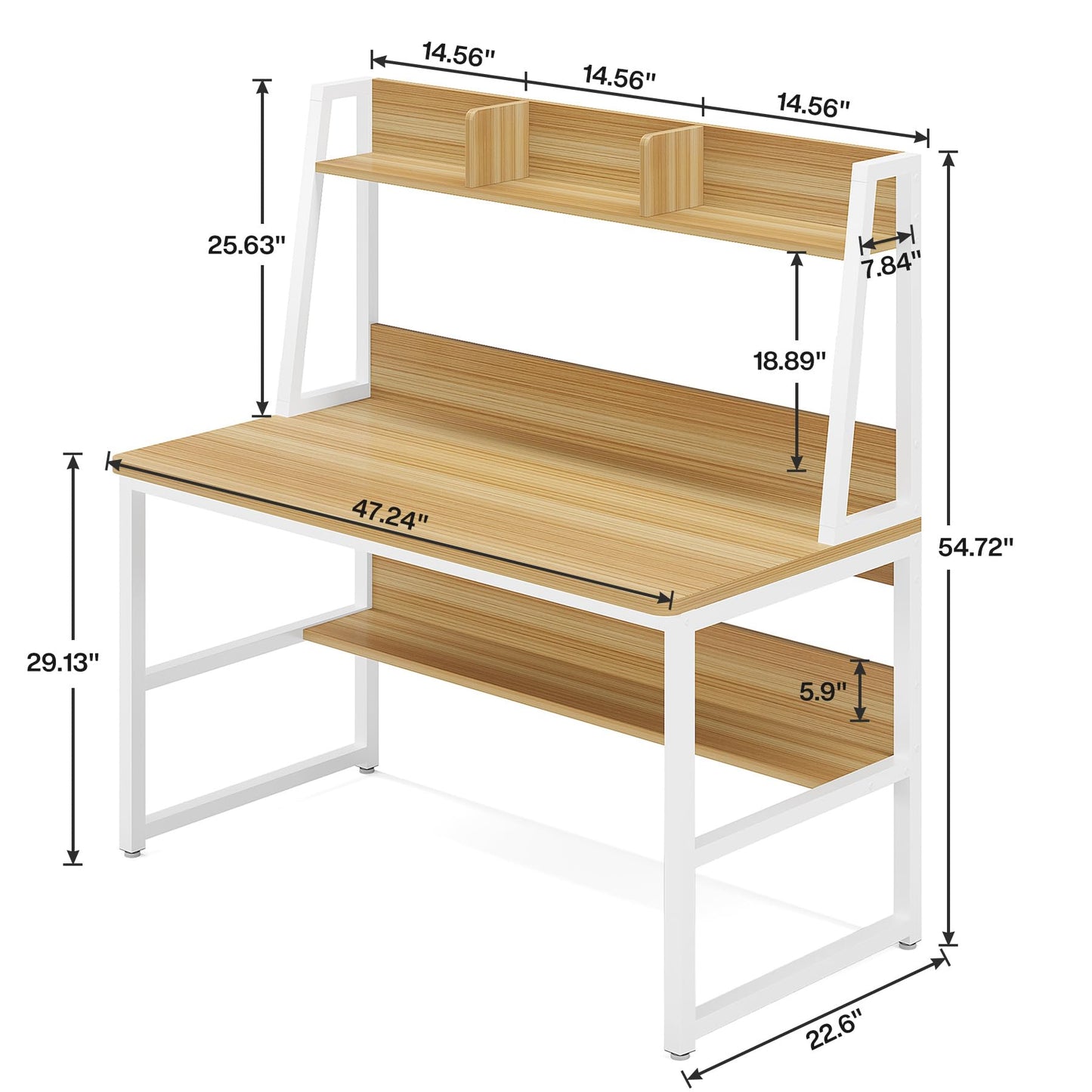 Tribesigns Computer Desk with Hutch, 47 inches Home Office Desk with Space Saving Design with Bookshelf for Small Spaces