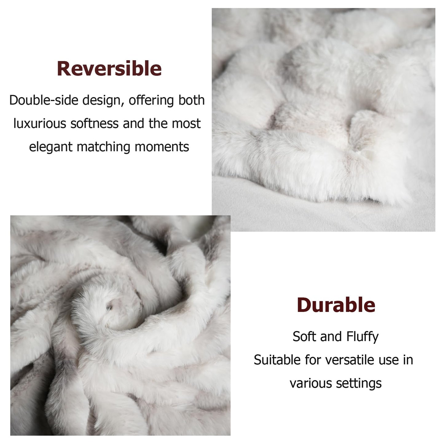 Luxury Thick Plush Tie Dye Faux Rabbit Fur Throw Blanket Ultra-Plush Cozy Soft Decorative Blanket Use for Couch Bed Travel(Tie Dye Grey,50"*60")