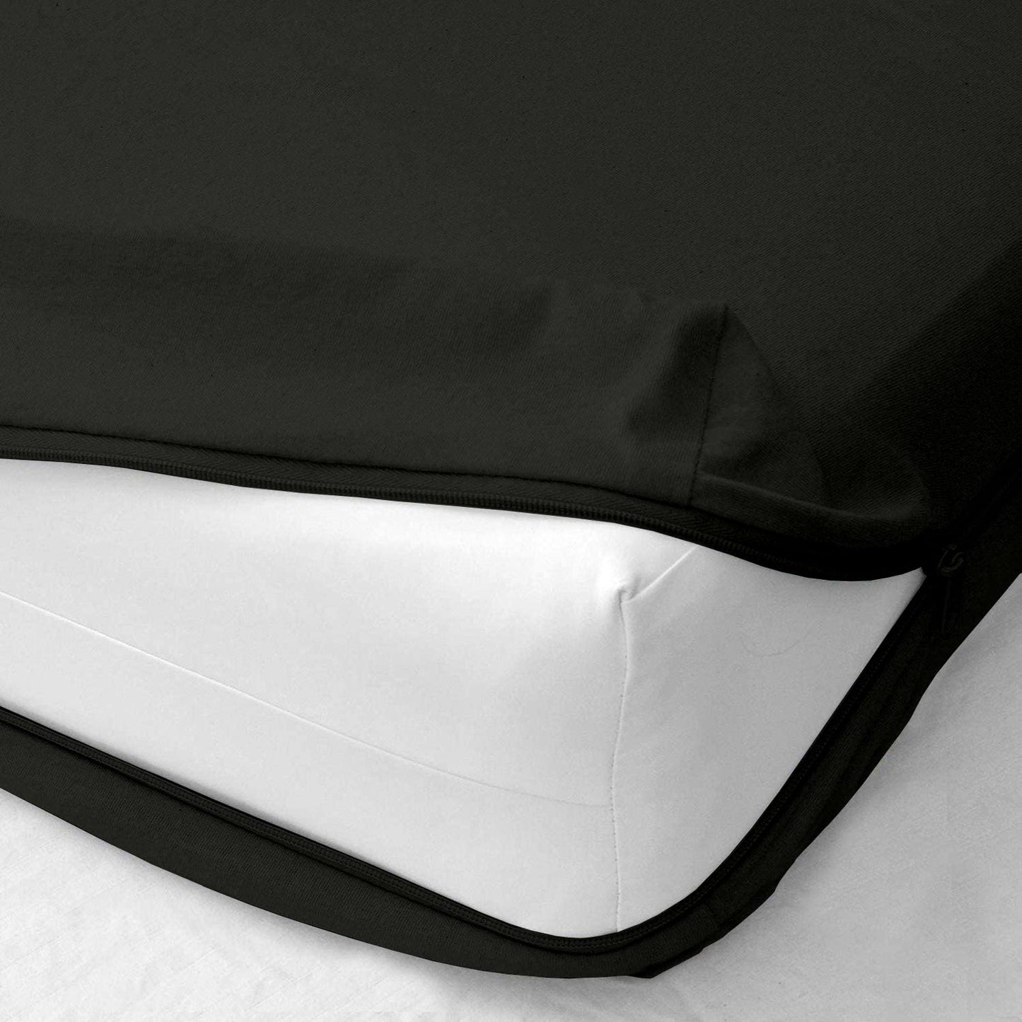 Zipper Fitted Sheet - Full Size, 12 Inch Deep Pocket, Hotel Quality Brushed Microfiber Bottom Sheet, Soft Wrinkle-Free, Shrinkage and Fade Resistant, 1 Fitted Sheet Only (Black)