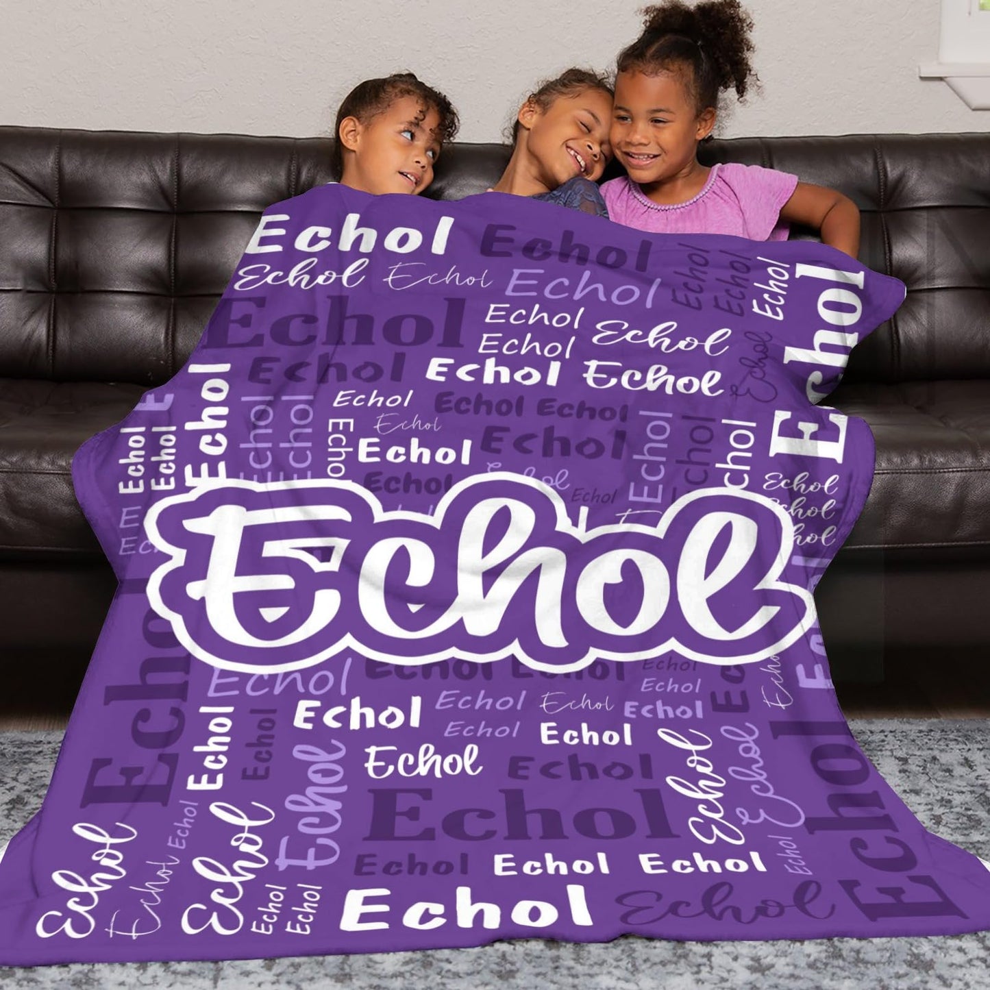 Custom Blanket with Name Personalized Blankets for Kids Adult Boys Girls Flannel Monogrammed Customized Blankets Throw (40''x50'')