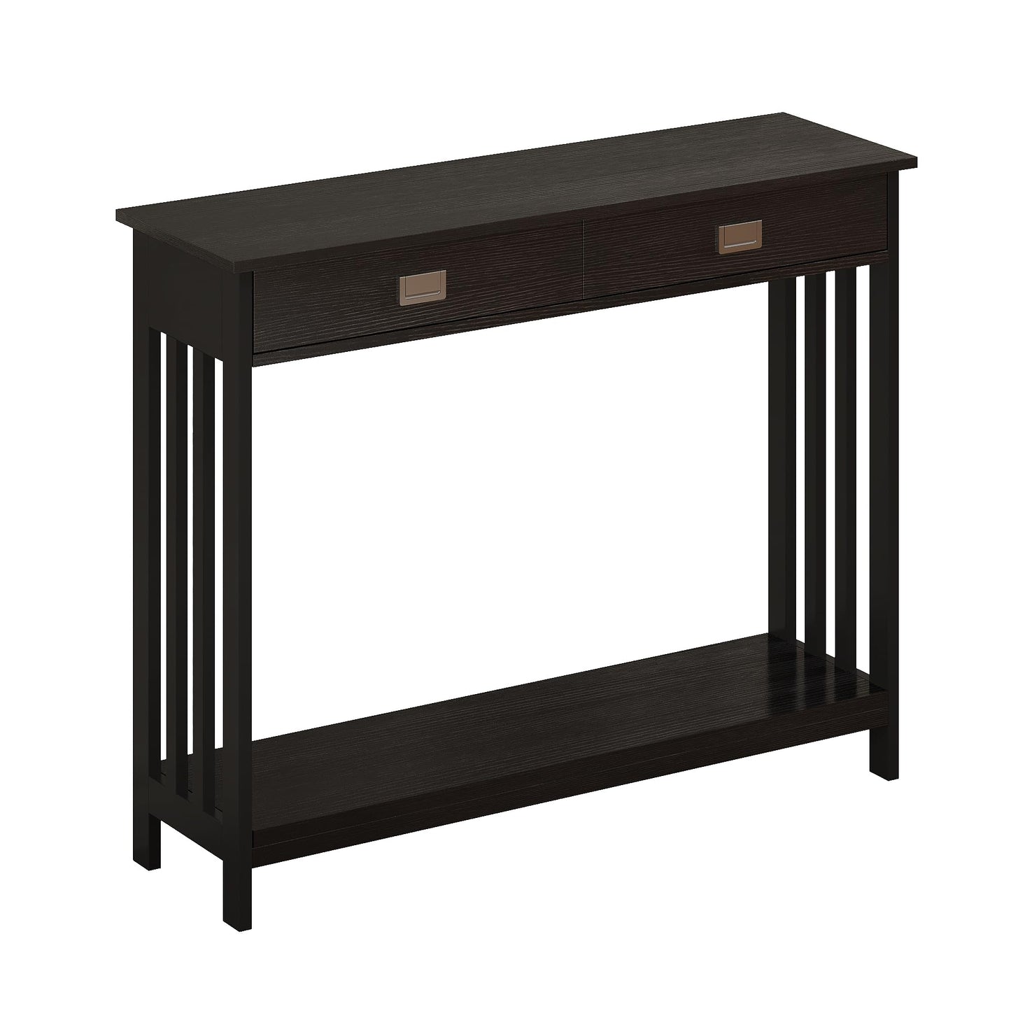ChooChoo Black Entryway Table with Drawer, Narrow Console Table, Sofa Table with Storage Shelf for Entryway, Living Room and Hallway
