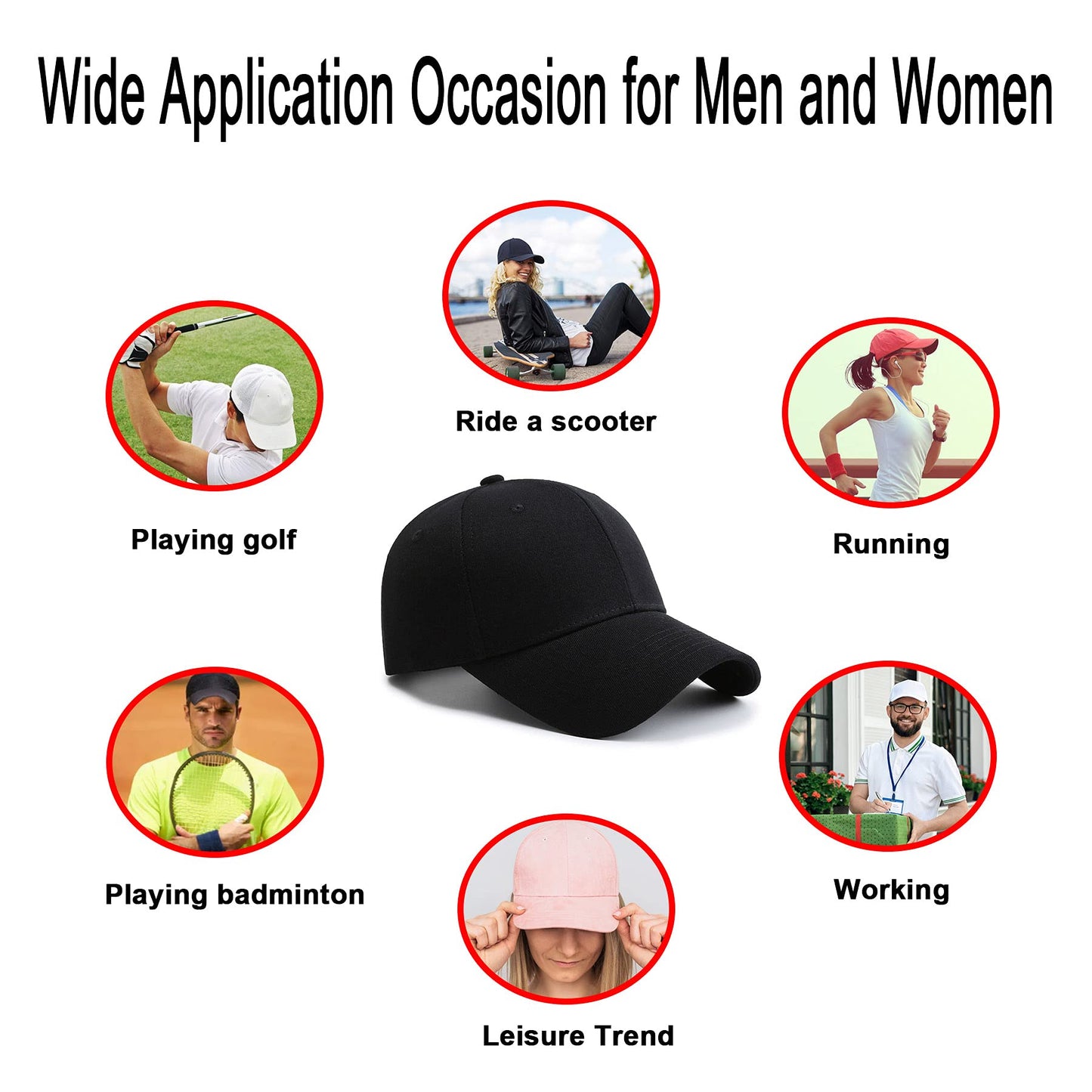 PFFY 2 Packs Baseball Cap Golf Dad Hat for Men and Women Hat Black +Khaki