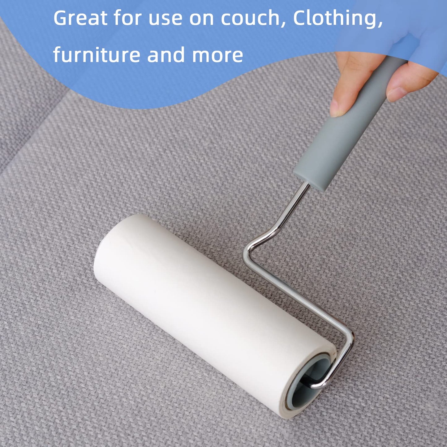 YabeePet Extreme Sticky Large Surface Lint Roller, 6.3'' Giant Pet Hair Remover Roller for Pet Dog Cat Hair, Clothes&Furniture Cleaning, 90 Sheets (1 Roller + 2 Refills)