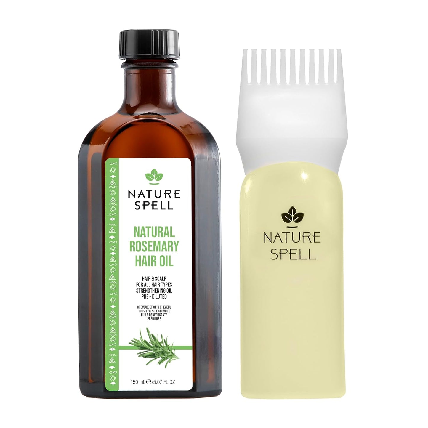 Nature Spell Rosemary Oil For Hair Growth With Root Comb Applicator, Pre-Diluted Hair & Scalp Oil Nourishes Dry, Damaged Hair, For Women & Men, 5.07 Fl Oz