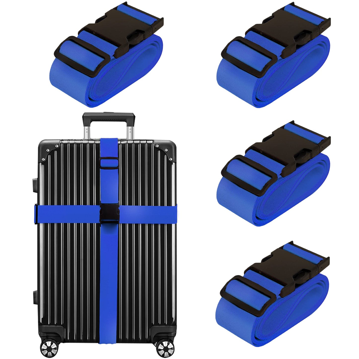 Luggage Straps for Suitcases TSA Approved Travel Belt 4 Pack by Chelmon(Orange)