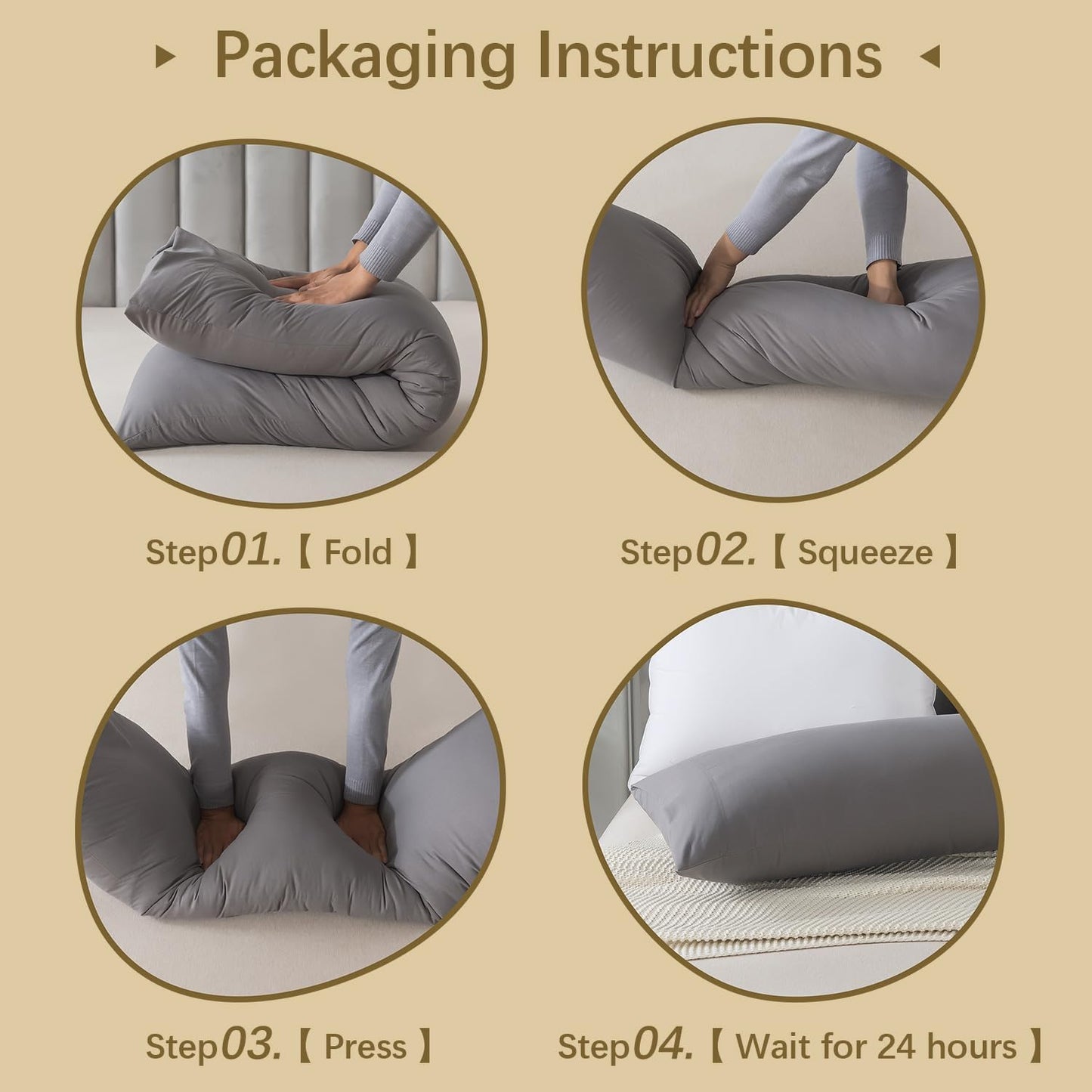 WhatsBedding Memory Foam Body Pillow with Pillowcase, Soft Large Long Bed Pillow for Adults, Breathable Full Body Pillow with Removable Pillow Cover - Dark Grey