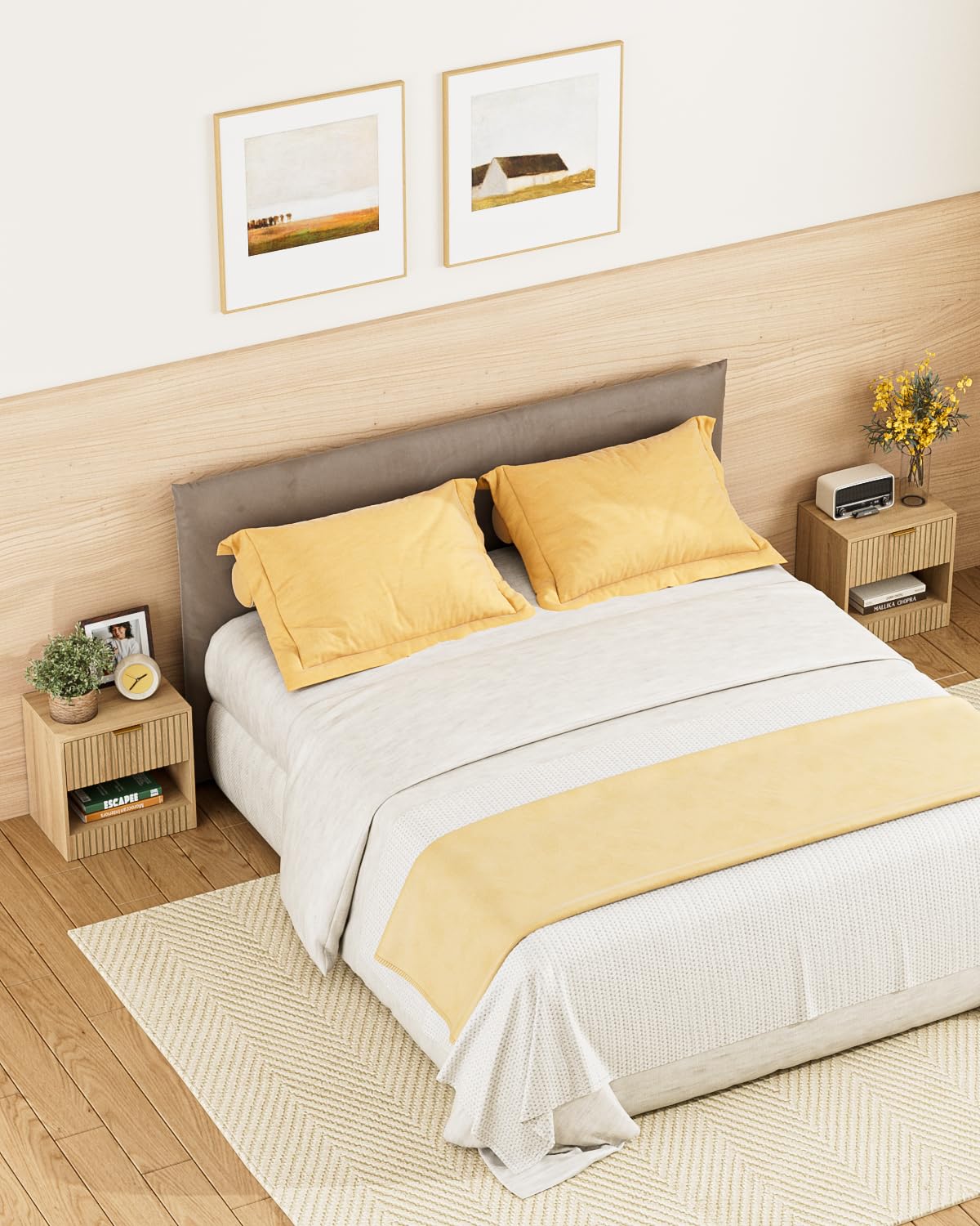 Apetaccat Tiny Night Stand Small Night Stand Modern Bedside Table,Side End Table for Bedroom,Living Room,Office(Natural)