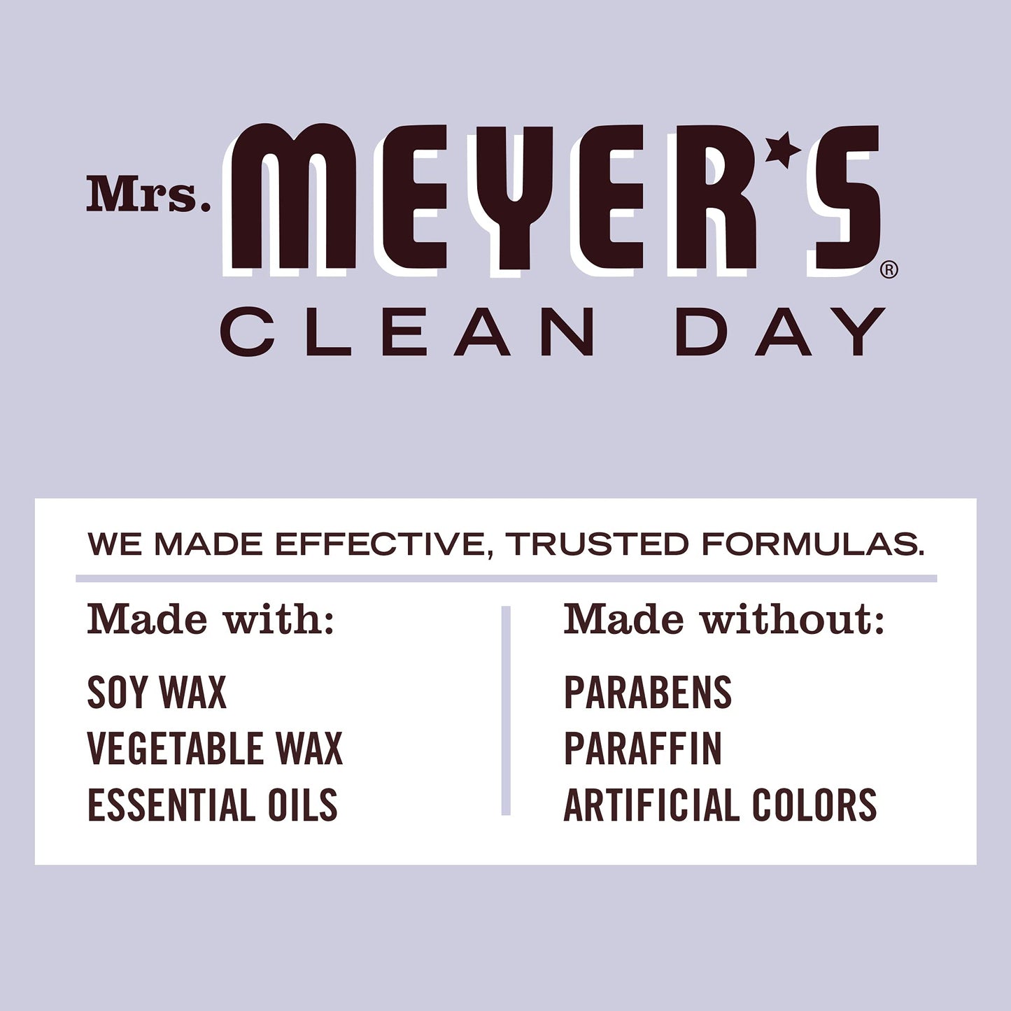 MRS. MEYER'S CLEAN DAY Lavender Soy Candle, Garden-Inspired Aromatherapy Homekeeping, 35 Hour Burn Time, Made with Essential Oils, 7.2 oz Large Glass Jar Candles (Pack of 2)