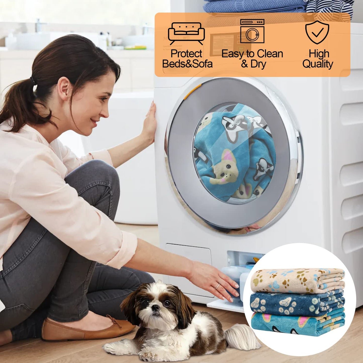 Rezutan 1 Pack 3 Blankets for Dogs, Dog Blankets for Large Dogs, Medium Dog Blanket Super Soft Fluffy Premium Fleece Pet Blanket Flannel Throw for Dog Puppy Cat Paw Blanket(41x31inch)