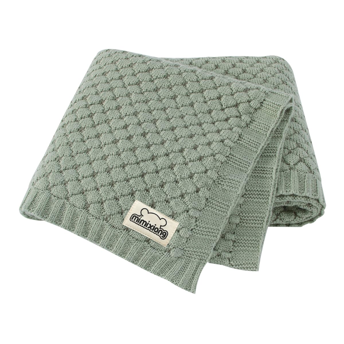 mimixiong Baby Blanket Knitted Soft Swaddling Receiving Baby Blankets for Crib Stroller Sage Green 40x30 Inch