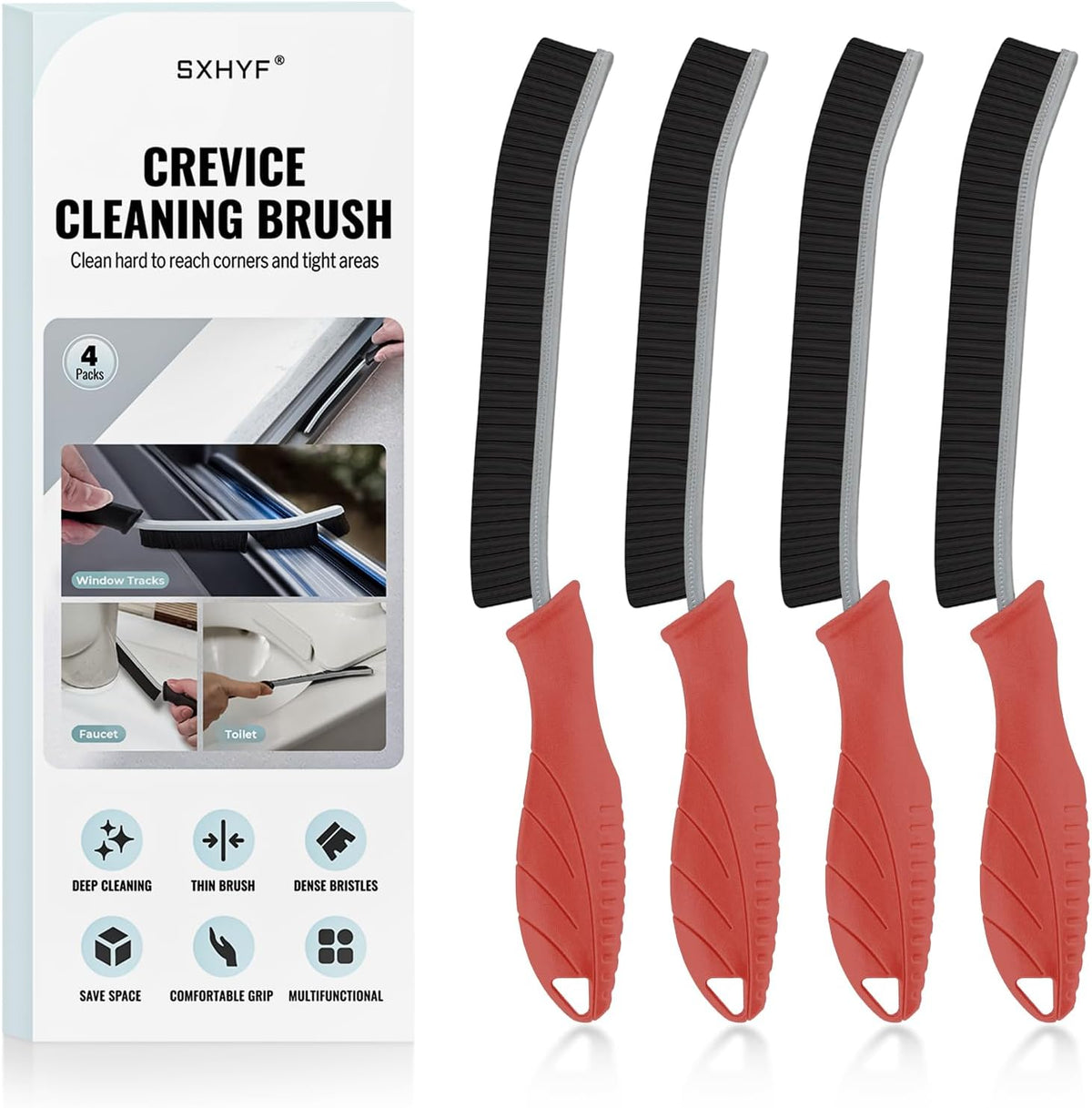 SXhyf Crevice Cleaning Brush - Grout Scrub Brush, House Cleaning Supplies, Gap Cleaning Tools, Home Essentials, Gifts for Women Men, Hard Bristle Crevice Cleaner Brush for Household Use, Bathroom