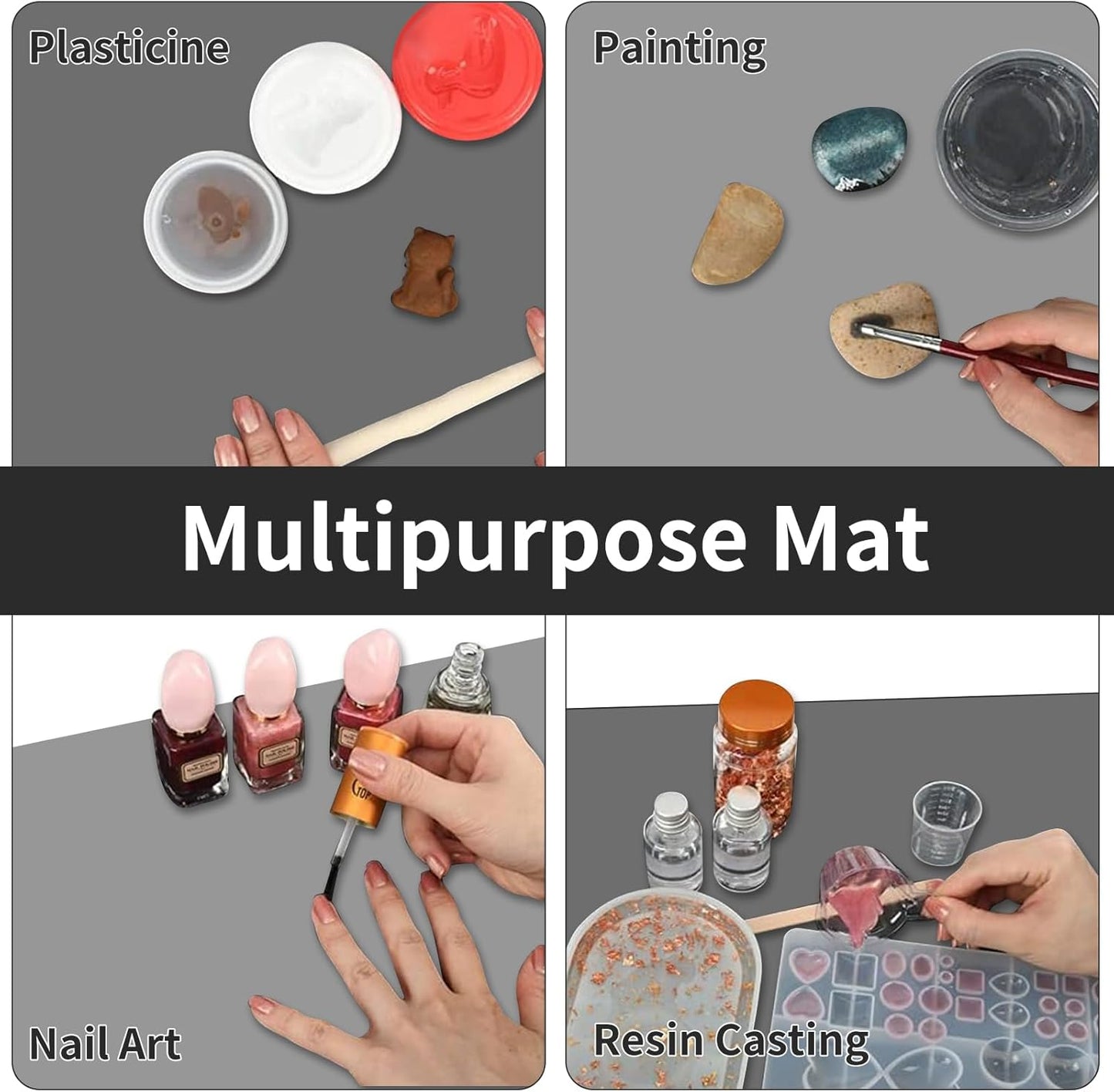 2MM Extra Thick Silicone Mats for Kitchen Counter 23.6" x 15.7" x0.08"(60cmx40cm), Kitchen Island Heat-Resistant Coffee Mat, Non-slip Desk Protect Mat, Multipurpose Countertop Protector (Light Grey)