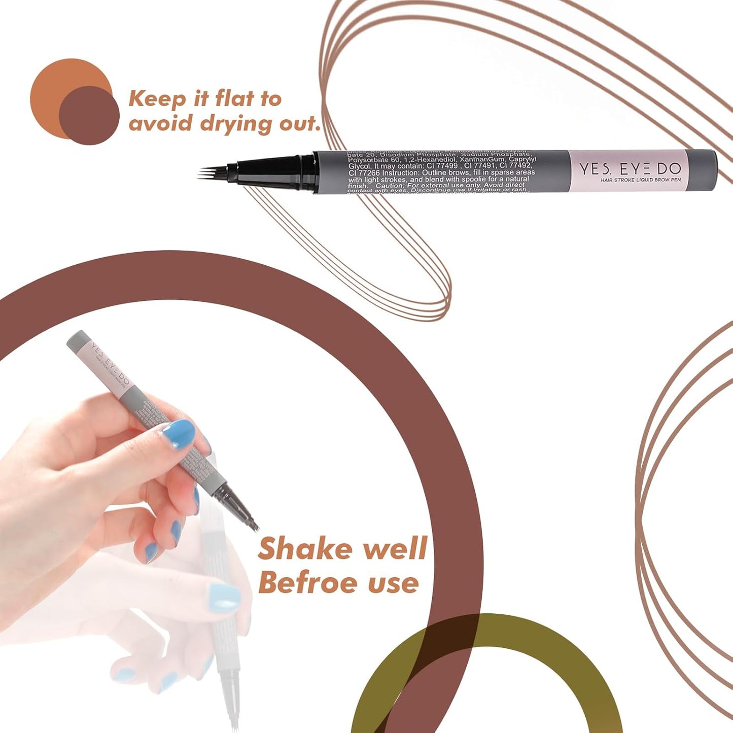 Auburn Eyebrow Pencil with 4-Prong Micro-Fork Tip, Red Eyebrow Pen for Red Head, Create Hair-like Stroke for Natural Brows, 24H Long Wear, Smudgeproof YES.EYE DO (Rustic Red-Auburn)
