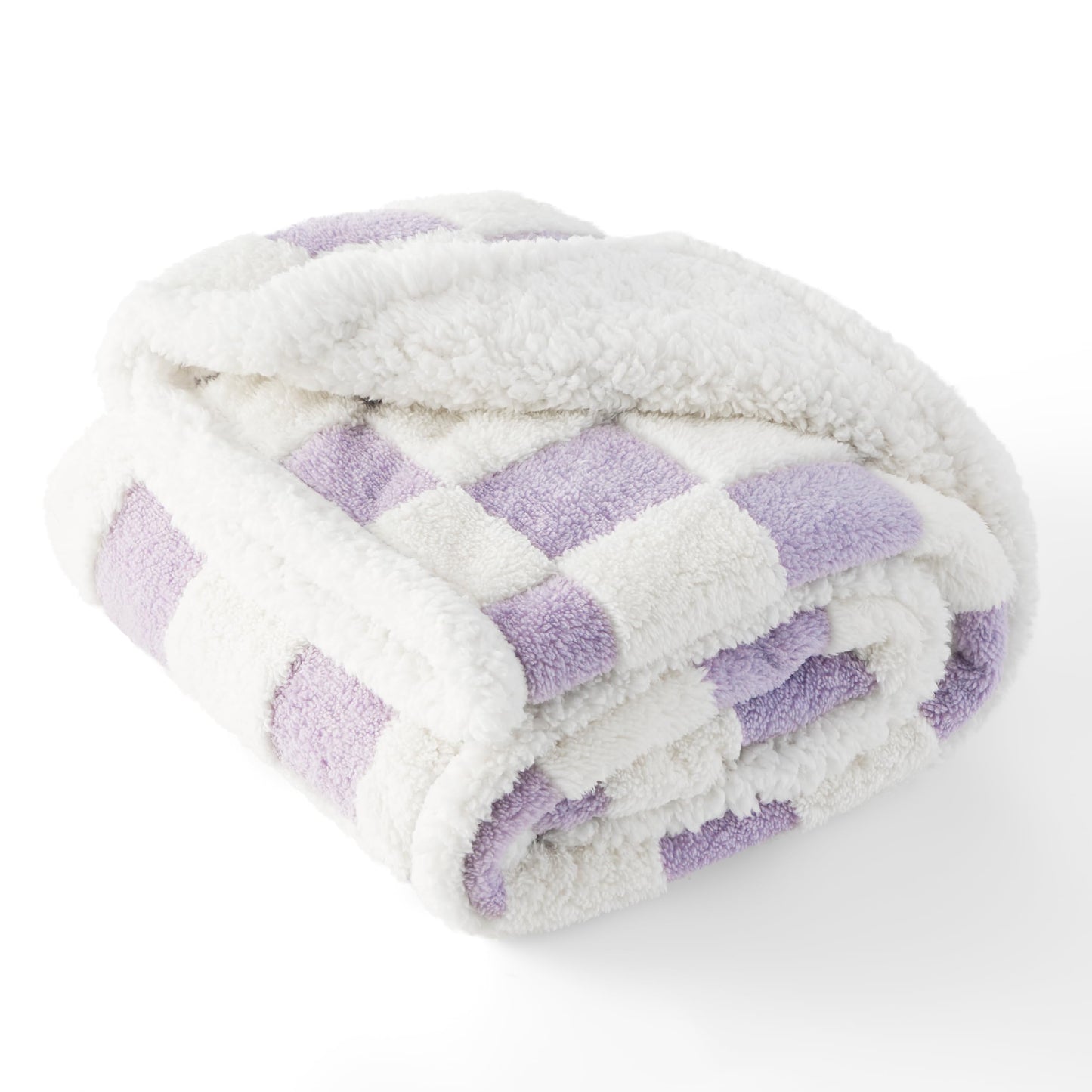 Lesure Waterproof Dog Blanket for Large Dogs - Washable Double Sided Dog Blankets with Warm Jacquard Shag and Soft Sherpa Fleece, Pet Cat Blanket for Bed Couch Protection, 3D Textured Checks, Purple