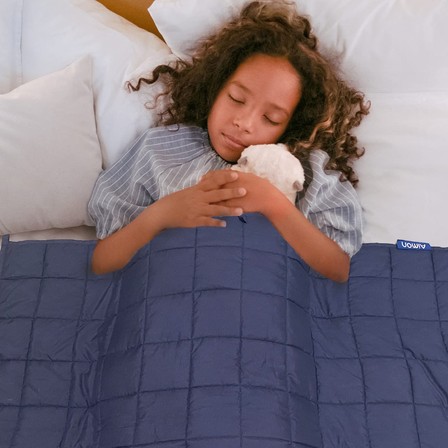 Aimon Weighted Blanket 3Lb, Dark Blue, Washable Breathable Weighted Blanket for Outdoors, Small Size, Soft and Calm with Glass Beads (20"*30", 3Lbs)