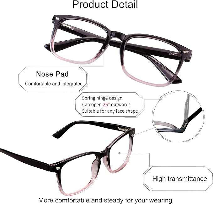 YEIN Bifocal Reading Glasses with Blue Light Blocking Lenses, Bifocal Reader for Women and Men, Vintage Square frame with Spring Hinge (+0.00/+1.50 magnification)