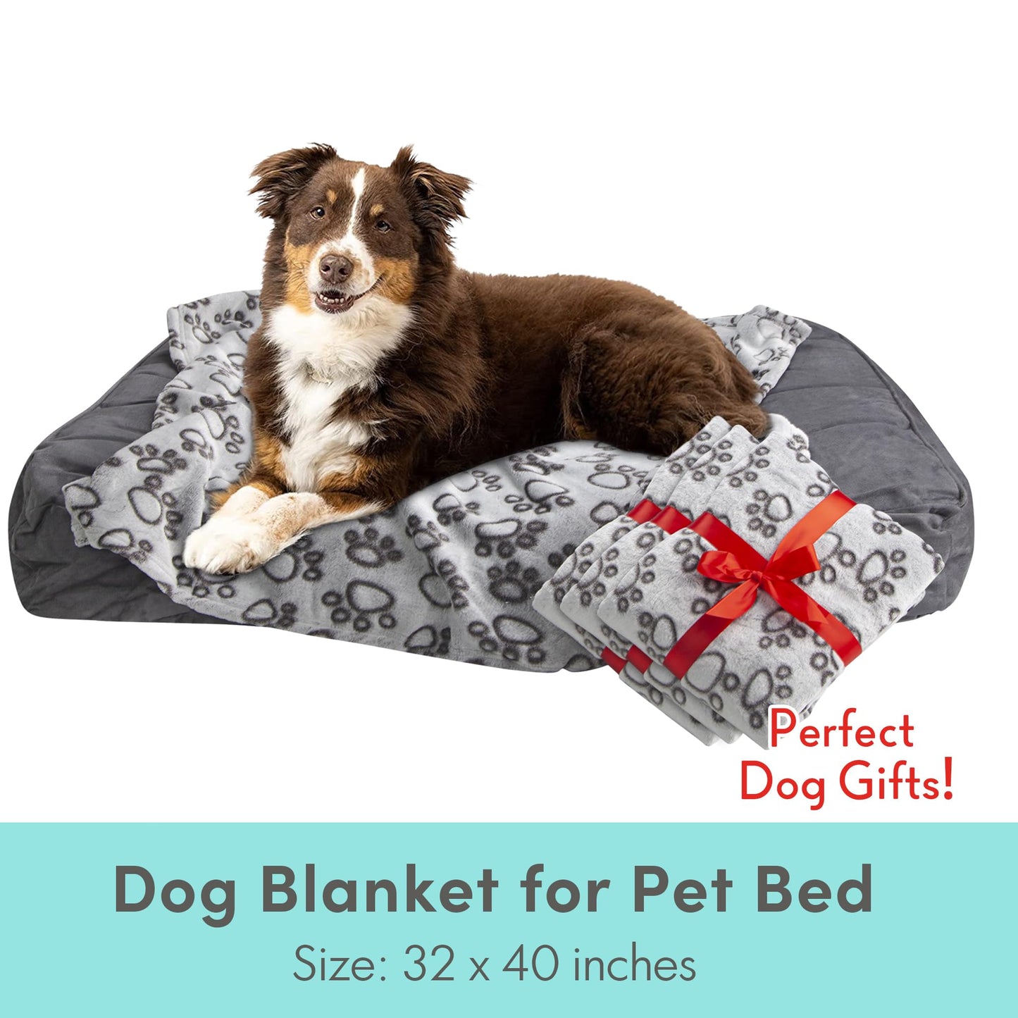 Stuffed® Premium Soft Dog Blanket Washable, 40"x32" Cat Blanket for Indoor Cats Large Medium Small Dog Gifts Puppy Essentials (Grey)