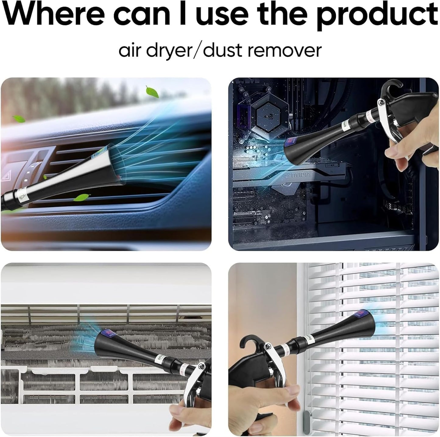 Car Cleaning Gun,Interior Dryer Air Blow Gun,Air Nozzle Blow Gun,Interior Dryer Air Tools,Car Detailing Tools for Quickly Blowing Out Dirt and Dust from Surface.