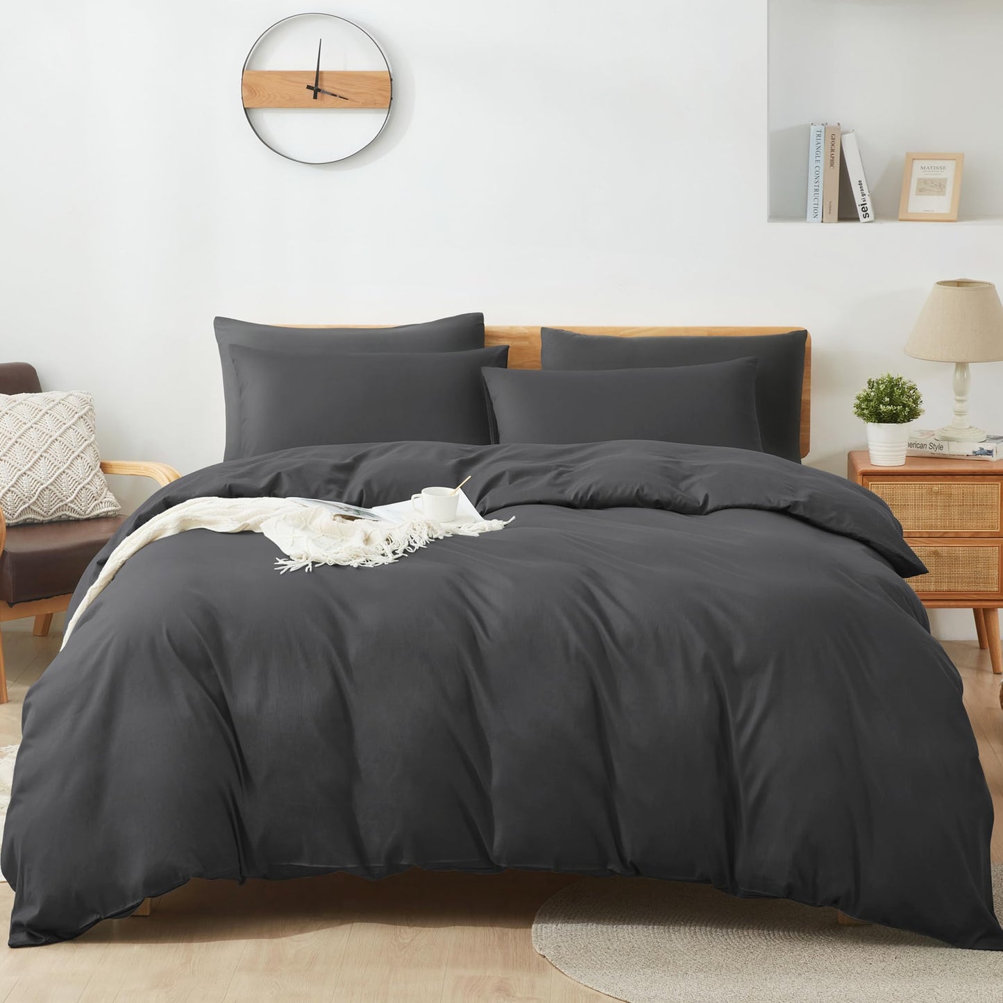 Sufdari Duvet Cover Twin Size, 2 Pieces Bedding Duvet Cover Sets, Ultra Soft and Breathable Comforter Cover Set with Zipper Closure & Corner Ties (Grey, 68x90)
