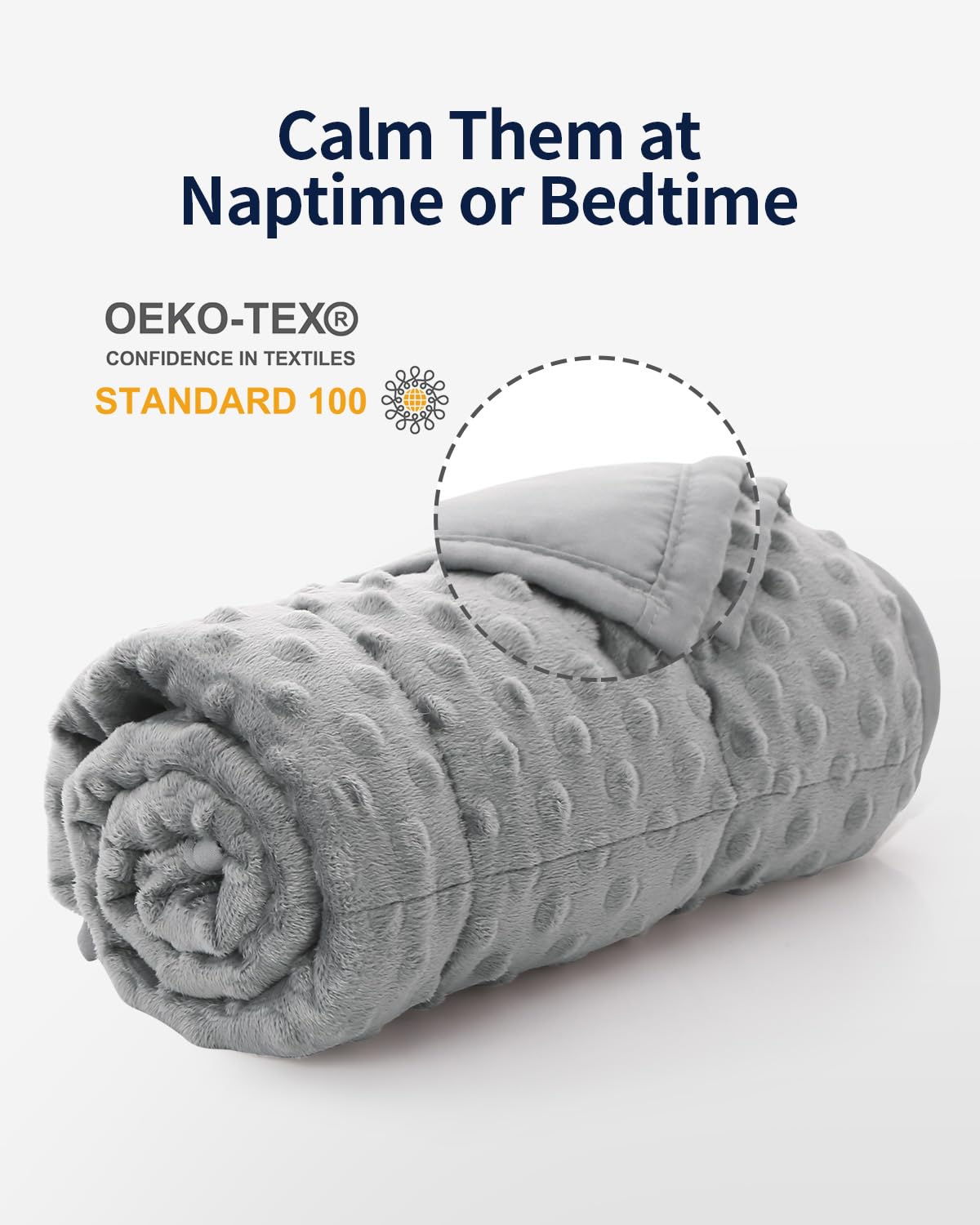 Mr. Sandman Weighted Blanket 5LBS 36 x 48 Inches, Minky Dots Heavy Blanket with Glass Beads, Soft and Cooling for School and Home, Grey