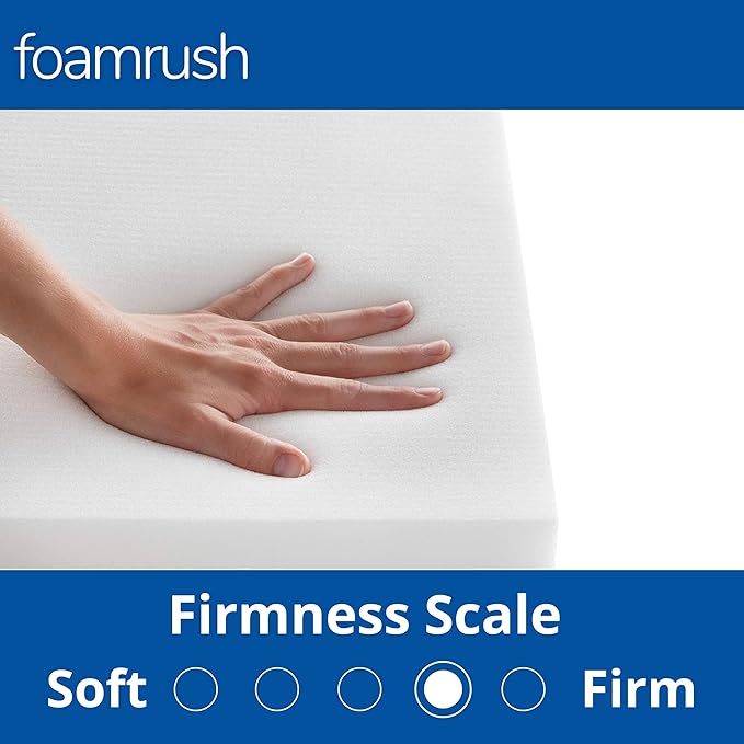 FoamRush 6-Inch Bunk (30" x 72") High Density Foam RV Mattress Replacement with Canvas Navy Cover, Medium Firm, Made in USA, Camper Trailer, Removable Water-Resistant Outdoor/Indoor Cover w Zip