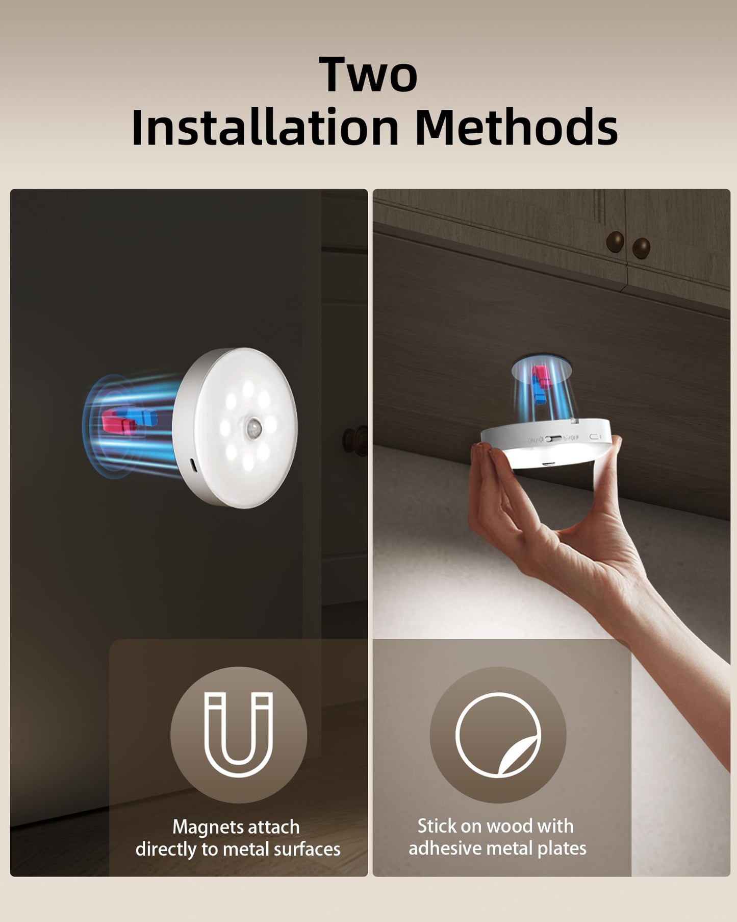 EZVALO 6-Pack Under Cabinet Lighting, Rechargeable Motion Sensor Puck Lights with Remote, 3 Color Temps &12 RGB LED Night Light, Magnetic Stick on Light, Dimmable Under Counter Lights for Kitchen