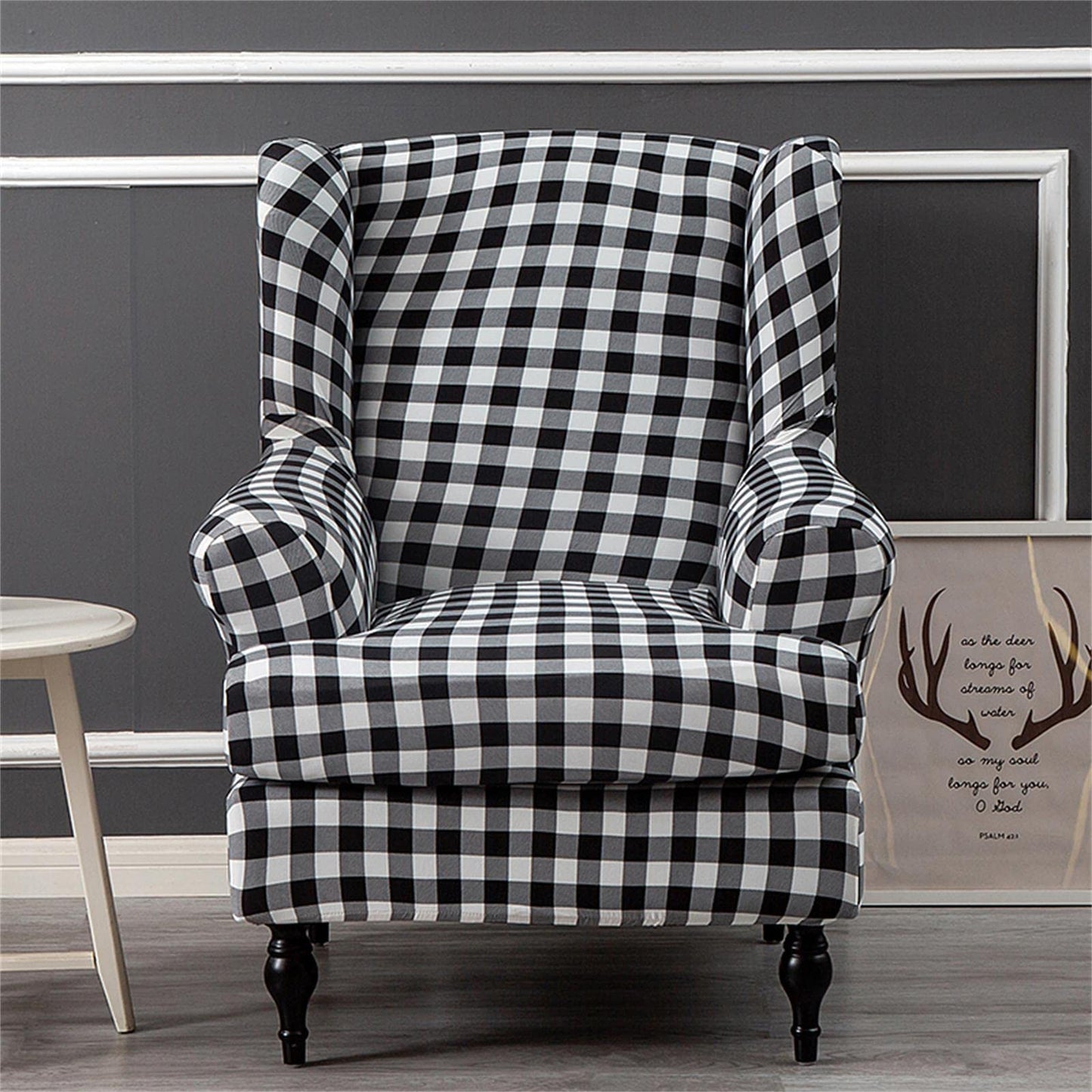 Wing Chair Slipcovers 2 Pieces Stretch Spandex Wingback Chair Covers Sofa Slipcover Printing Wingback Armchair Slipcovers Furniture Protector Couch Soft with Elastic Bottom for Wingback Chairs,13