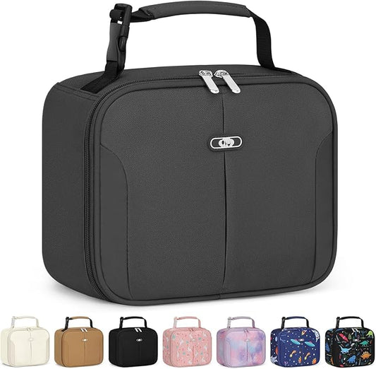 Capolo Insulated Lunch Box for Kids, Cute Thermal Lunch Bag for School, Reusable Lunch Tote for Boys and Girls, Durable Cooler Bag with Easy Grab Handle, Lightweight and Easy to Clean Meal Bag, grey
