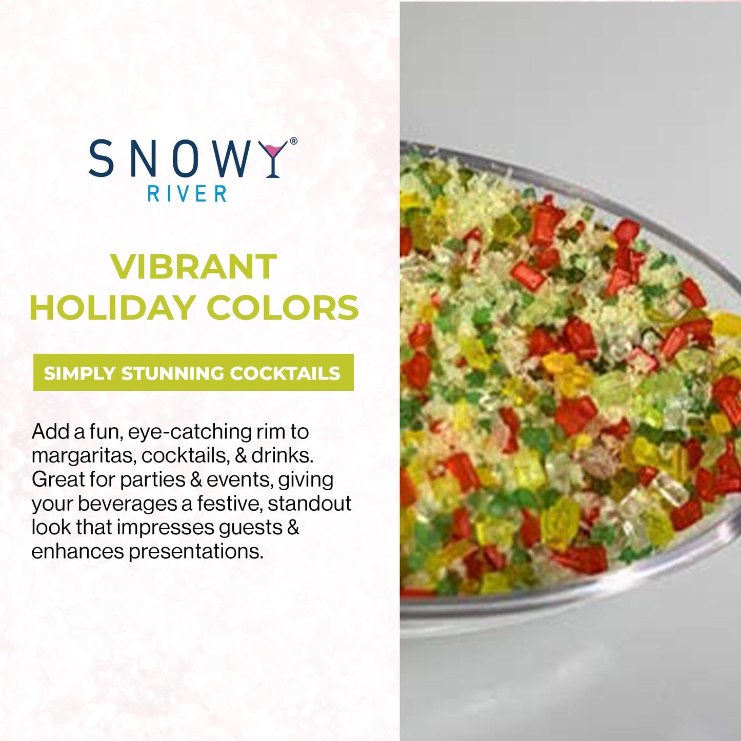 Snowy River Holiday Joy Cocktail Salt Blend - All Natural Rimming Salt for Margaritas & Cocktails, Culinary & Decorative Salt with Sweet & Savory Overtones