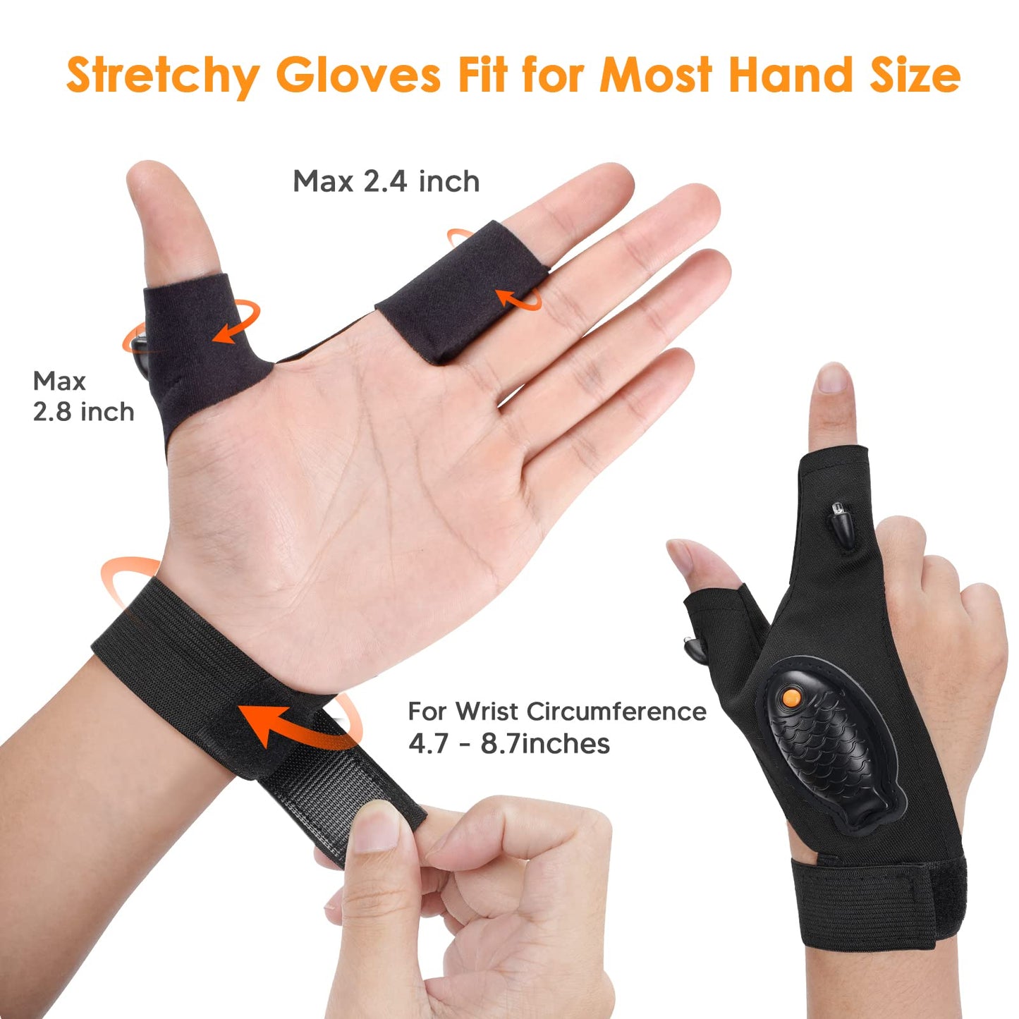 LED Flashlight Gloves, Christmas Stocking Stuffers for Men Gift for Dad Husband Rechargeable Waterproof Gloves Birthday Gifts for Boyfriend Adult Cool Gadget Guy Fishing Camping Car Repairing Light