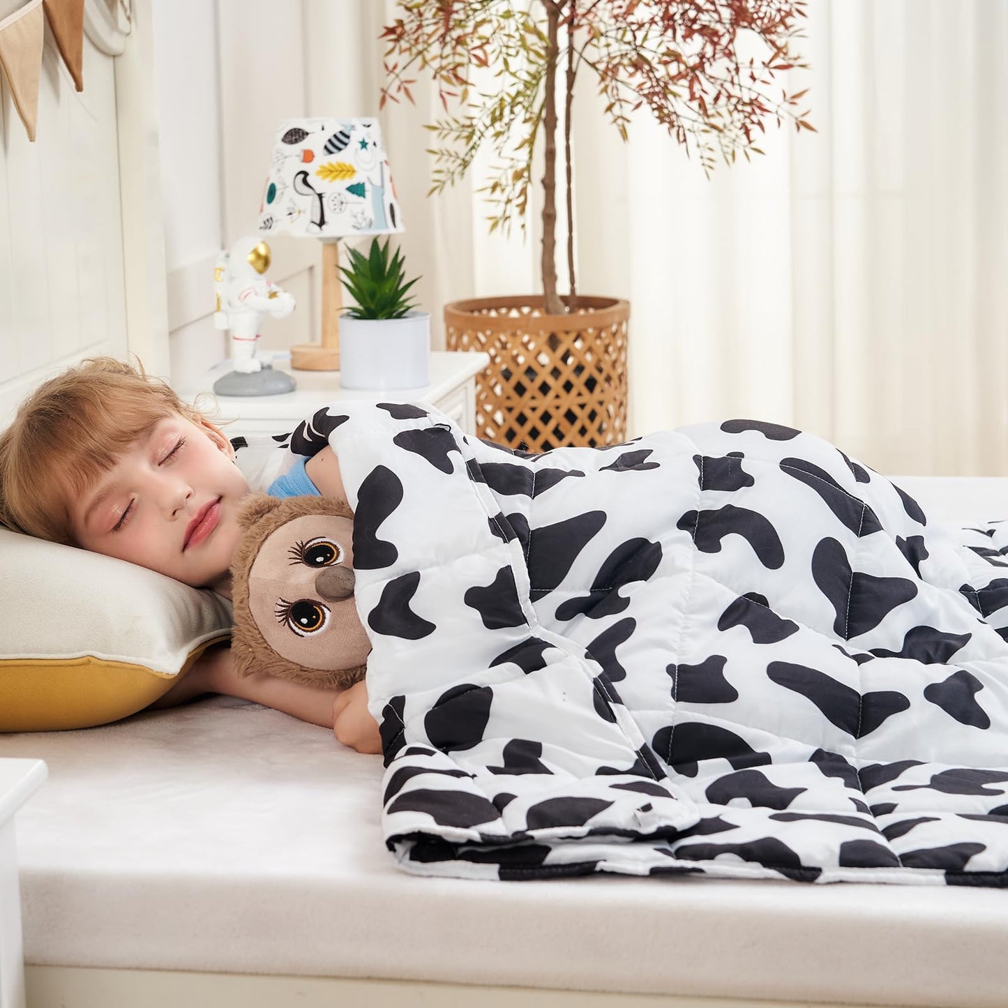 yescool Weighted Blanket 5 Pounds Cooling Weighted Lap Blanket, Cow Print Heavy Blankets, Comfortable Weighted Throw Blanket for 40-60lbs, 36"x48"