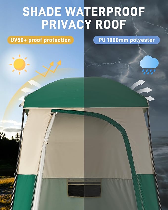 KingCamp Shower Tent, Portable Privacy Tent Outdoor Camping 1/2 Room Toilet Tents with Shower Bag & Dressing Room for Travel Beach Tailgate