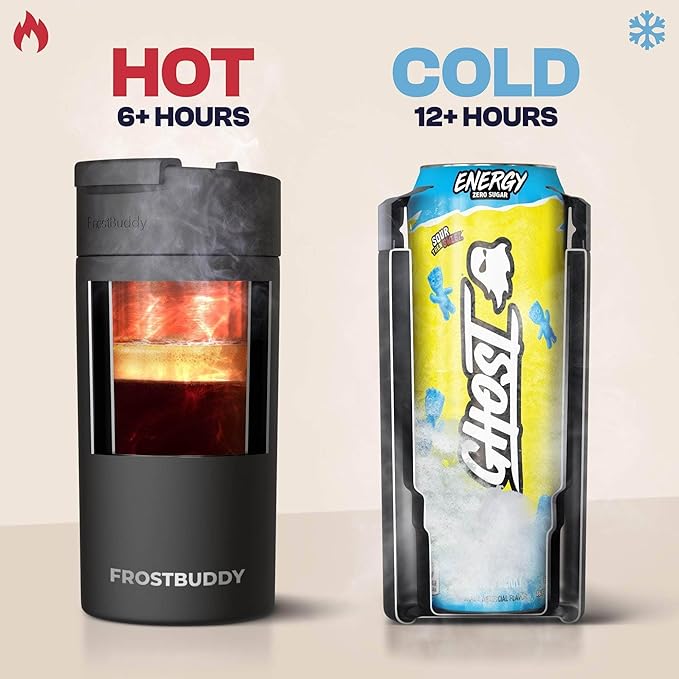 Frost Buddy Universal Can Cooler - Fits all - Stainless Steel Can Cooler for 12 oz & 16 oz Regular or Slim Cans & Bottles - Stainless Steel (Real Tree Max7)