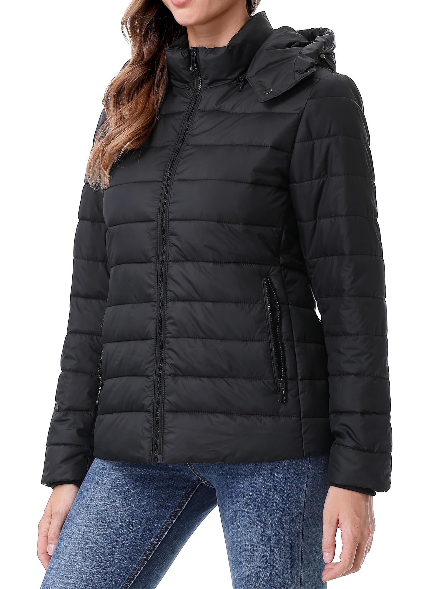 TDYPCI Women's Waterproof Puffer Jacket Quilted Warm Winter Coat Ultra Light Weight Short Down Jacket