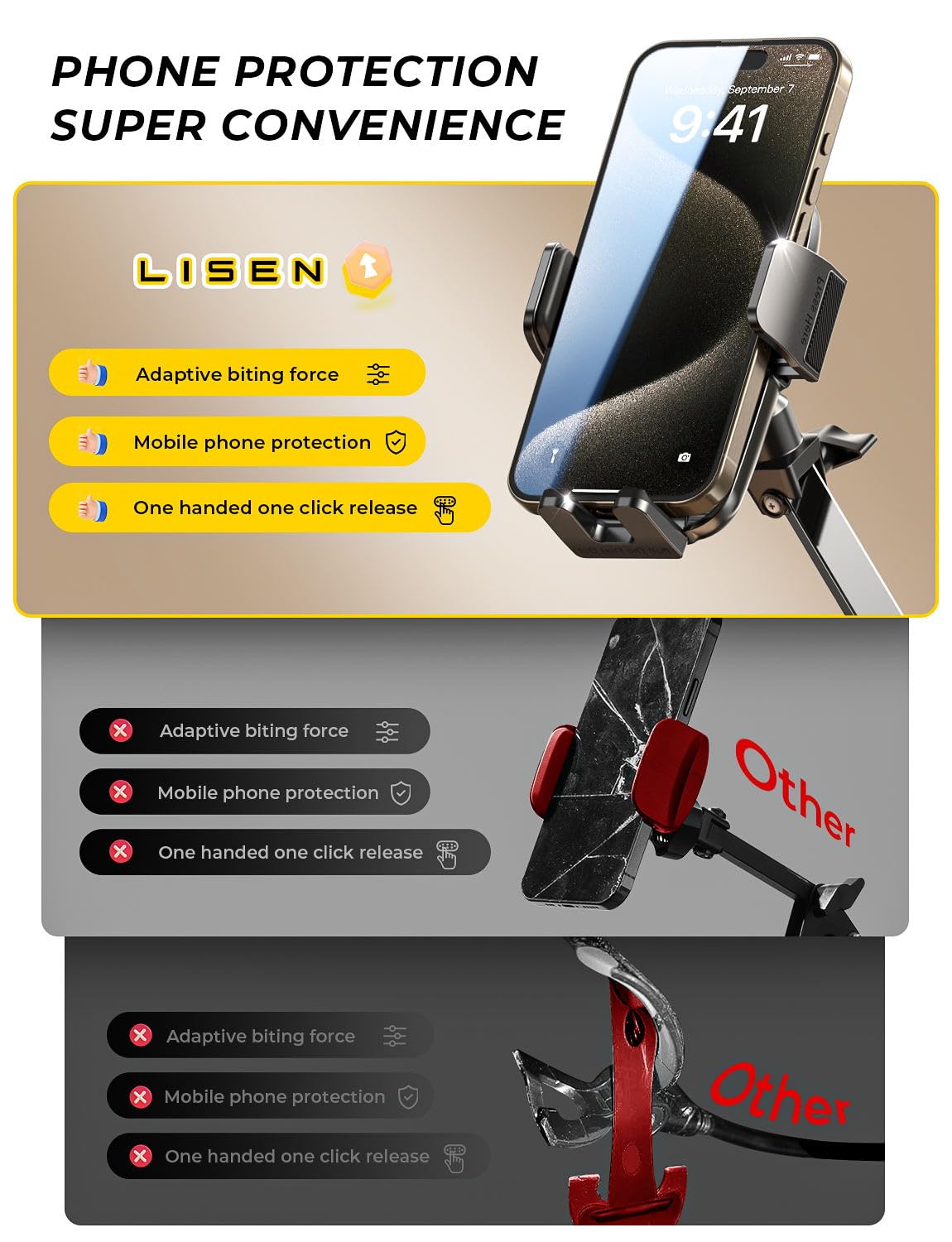 LISEN Gooseneck Phone Holder for Bed Desk [3rd Upgrade] Cell Phone Stand for Desk,Recording for iPhone Mount iPhone Holder for Filming Camera Laying Down,Bed Accessories Flexible Arm Clamp Clip Stand